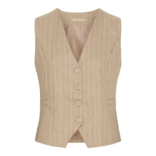 Solveig vest - Beige stribe